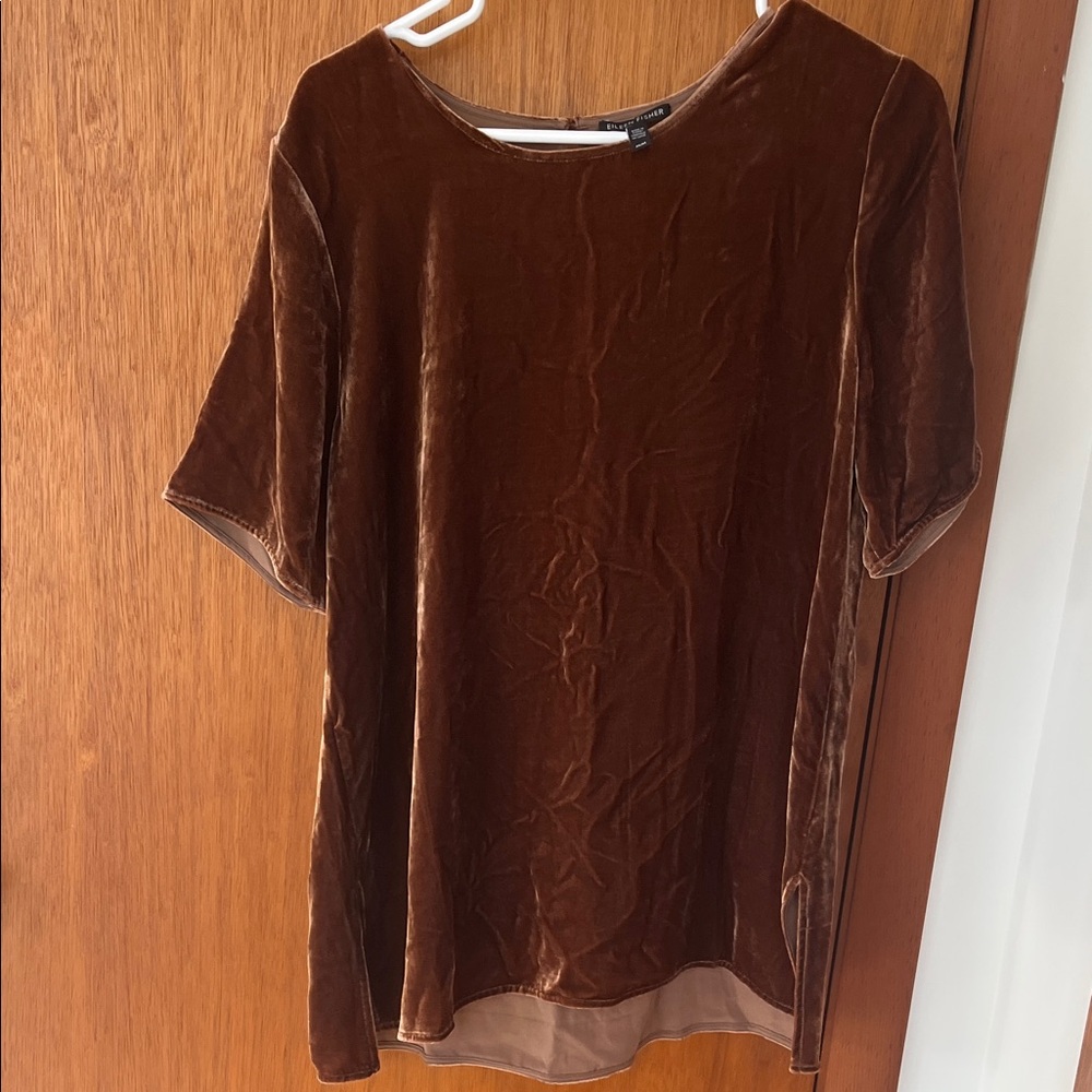 Women’s Velvet Short Sleeve Top - Brown